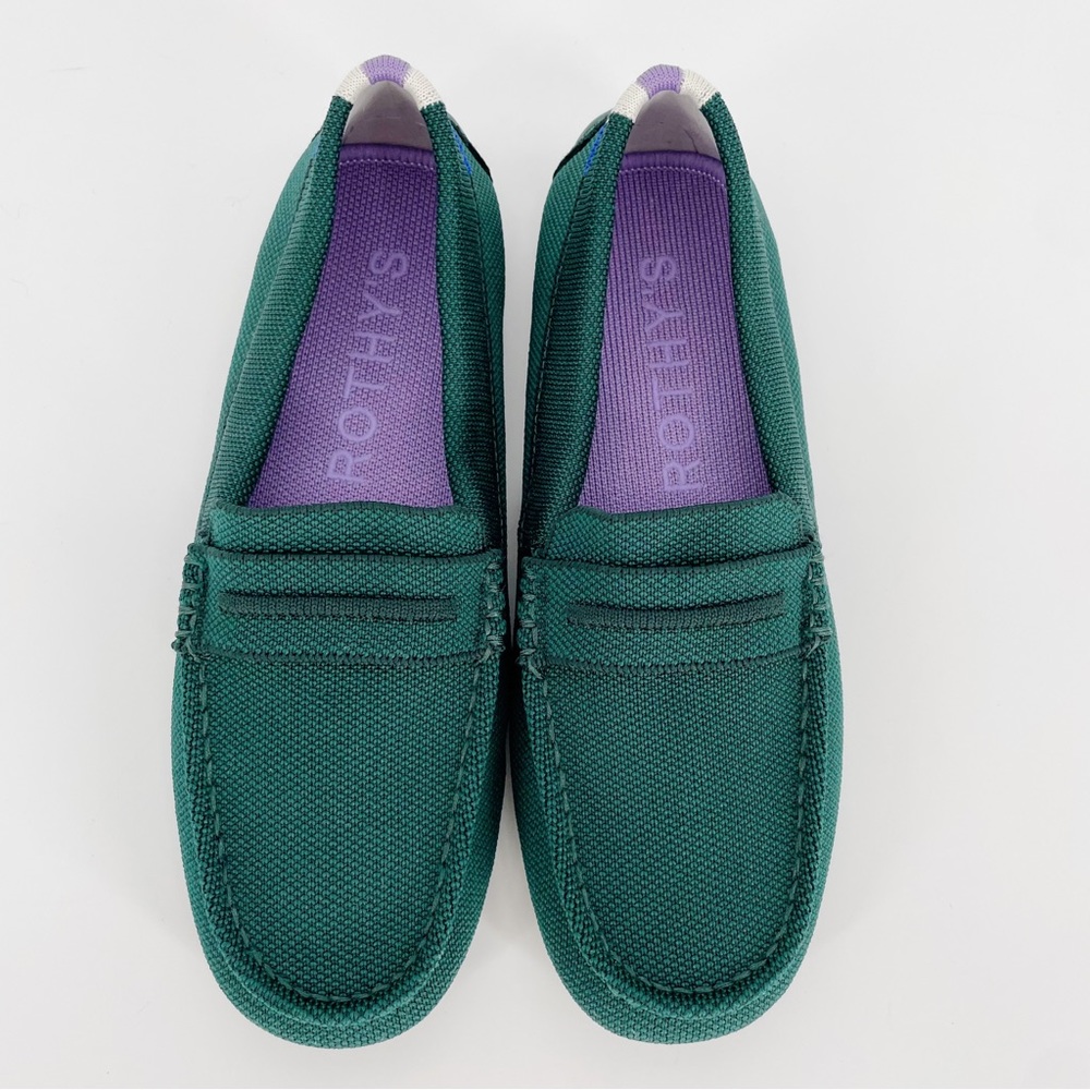 Rothy’s The Drivers Juniper Green Driving Loafers Slip-On Women’s Knit